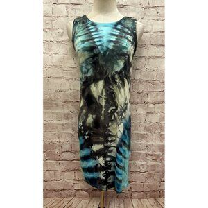 Brightly Twisted Dress Womens XS Tie Dye Mini Sheath Sundress Boho Festival NEW